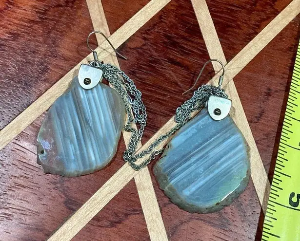 ALLSAINTS Vtg All Saints Xenolith Obelisk bracelet earring jewelry set blue gray stone