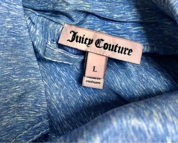 Juicy Couture Y2K  Trench Coat Baby Blue Sky Blue Long Zip Up Denim-ish Pattern L