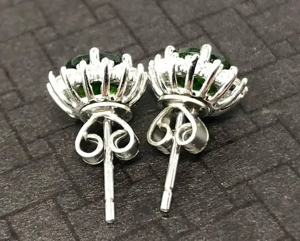 Sterling Silver , emeralds*/diamonds* earrings