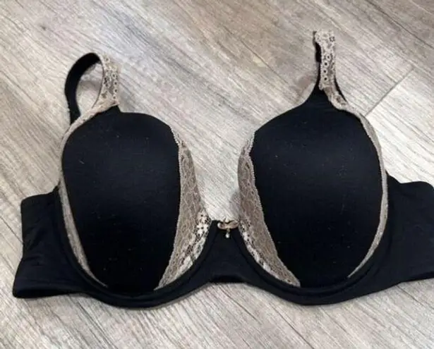 Soma Embraceable Full Coverage Lace Trim Underwire Black Bra Ivory Lace Size 38C