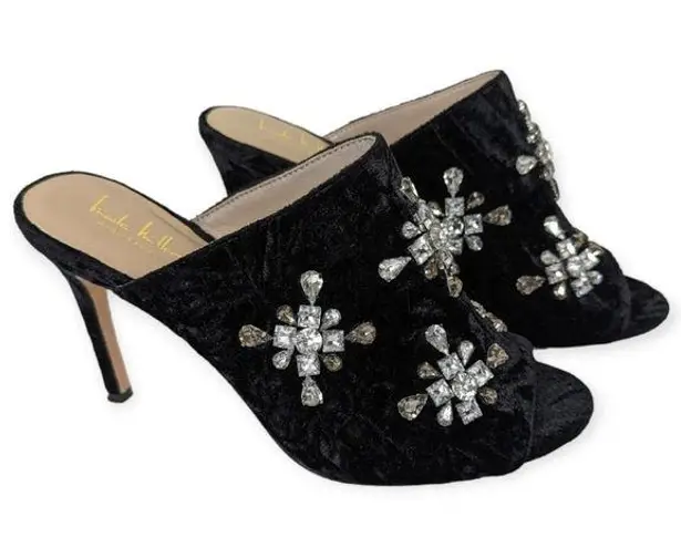 Nicole Miller Black Artelier Taranto Crystal Embellished Mules Holiday Party