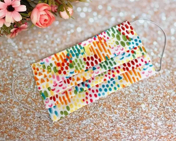 100% Premium Cotton Reusable Face Mask Rainbow Brushstroke Multiple