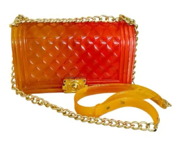 Risotto Orange pink jelly bean golden chain crossbody bag purse