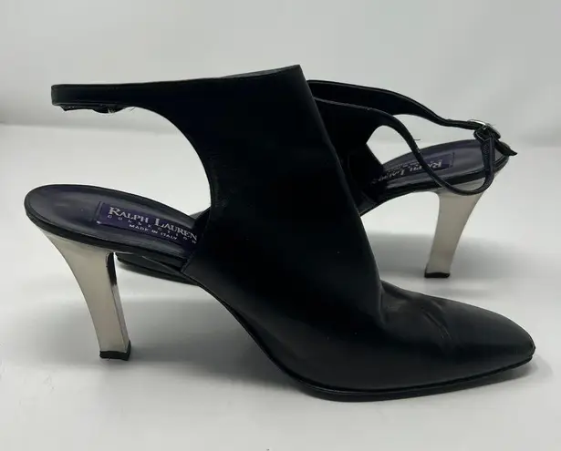 Ralph Lauren Collection Purple Label Leather Slingback Heels Size 10 Black