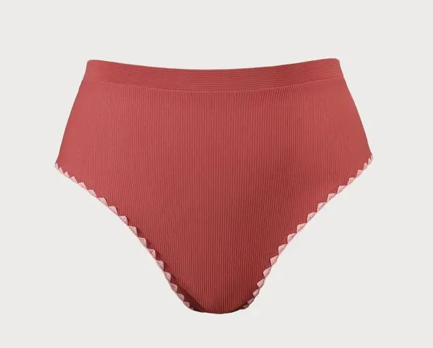 Berlook Contrast Stitch Longline Plus Size Bikini Set Pink