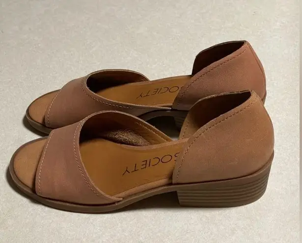 Sole Society  Women’s cut-out tan midi heel leather sandals Size 9