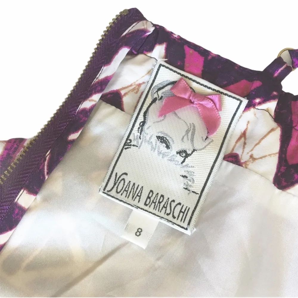 Yoana Baraschi Tribal Print Spaghetti Strap Faux Wrap Mini Dress Pink Red 8 - Image 10