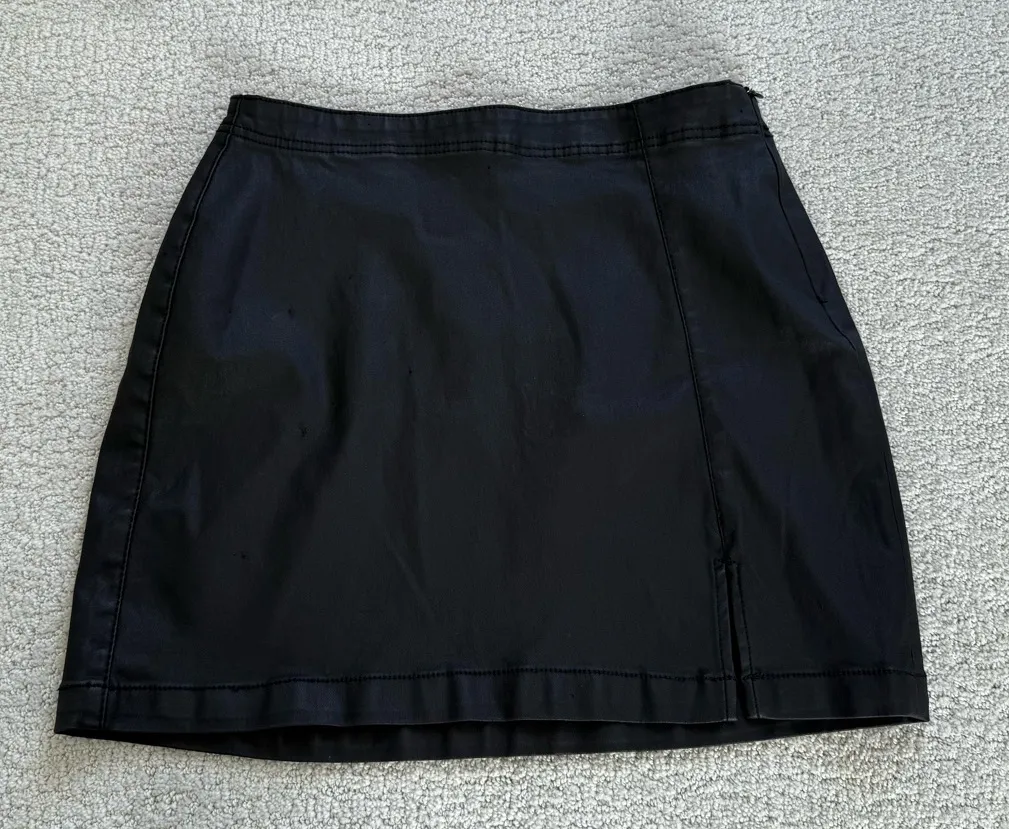 Indigo rising black pleather skirt large mini size medium party holiday cocktail - Image 1