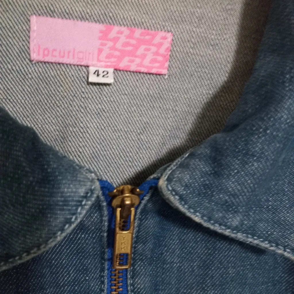 Rip Curl Girl M/L Beach Front Zip Jeans Jacket Aloha Sleeves - Image 7