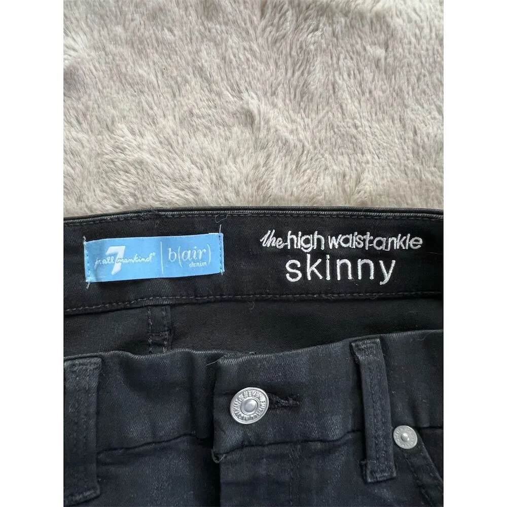 7 For All Mankind Blair High Waist Ankle Skinny Jeans Black Size 30 Wome… - Image 6