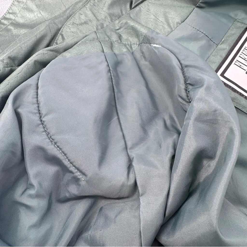 Vintage Fleet Street Green White Plaid Trench Coat Built In Shoulder Pads Size 8 - Image 13