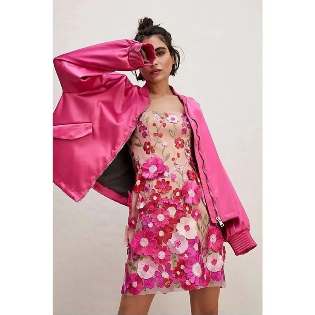 HELSI 3D Floral Embroidered Mini Dress NWT Size XS Pink - Image 9