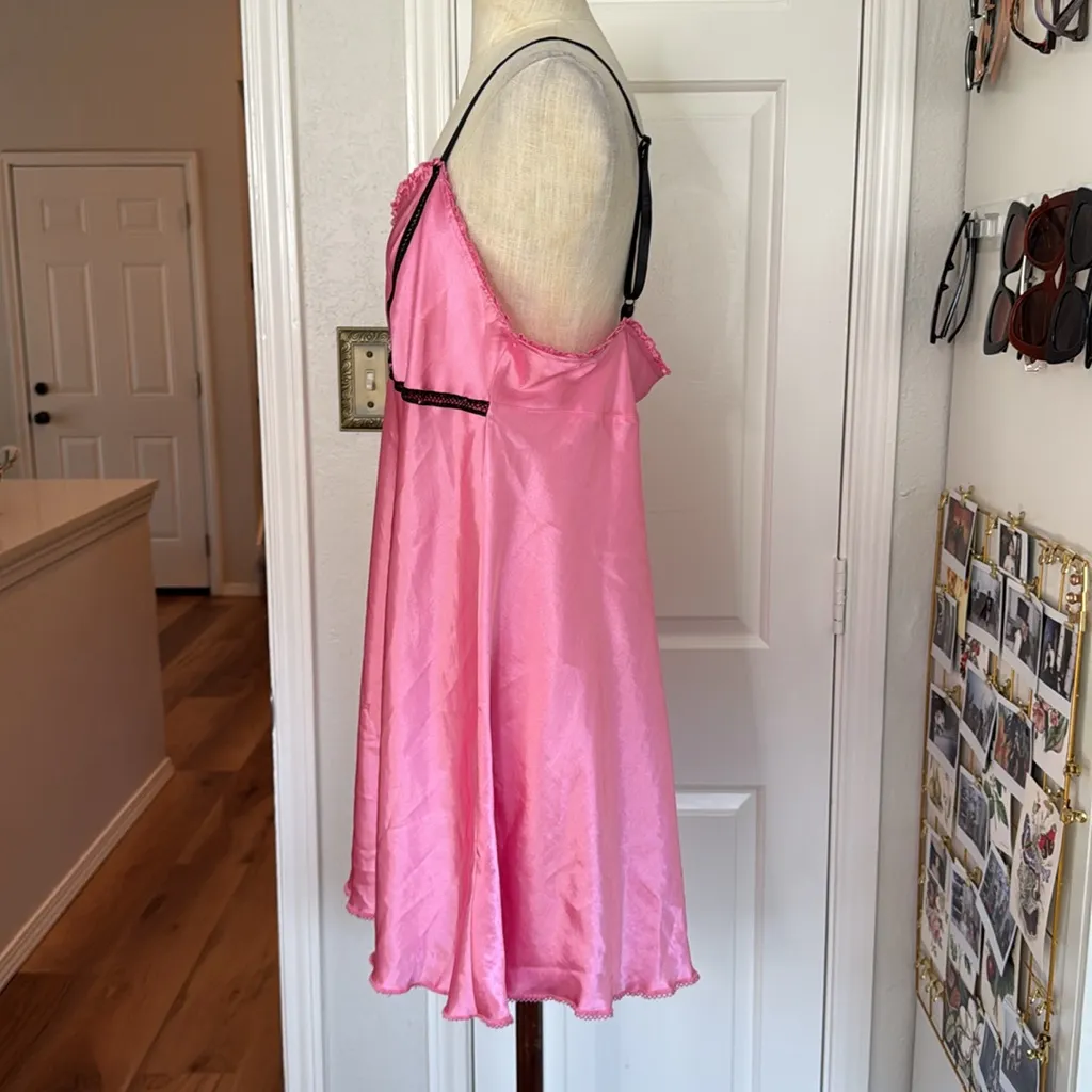 Y2k vintage babydoll satin slip dress Pink Size L - Image 4