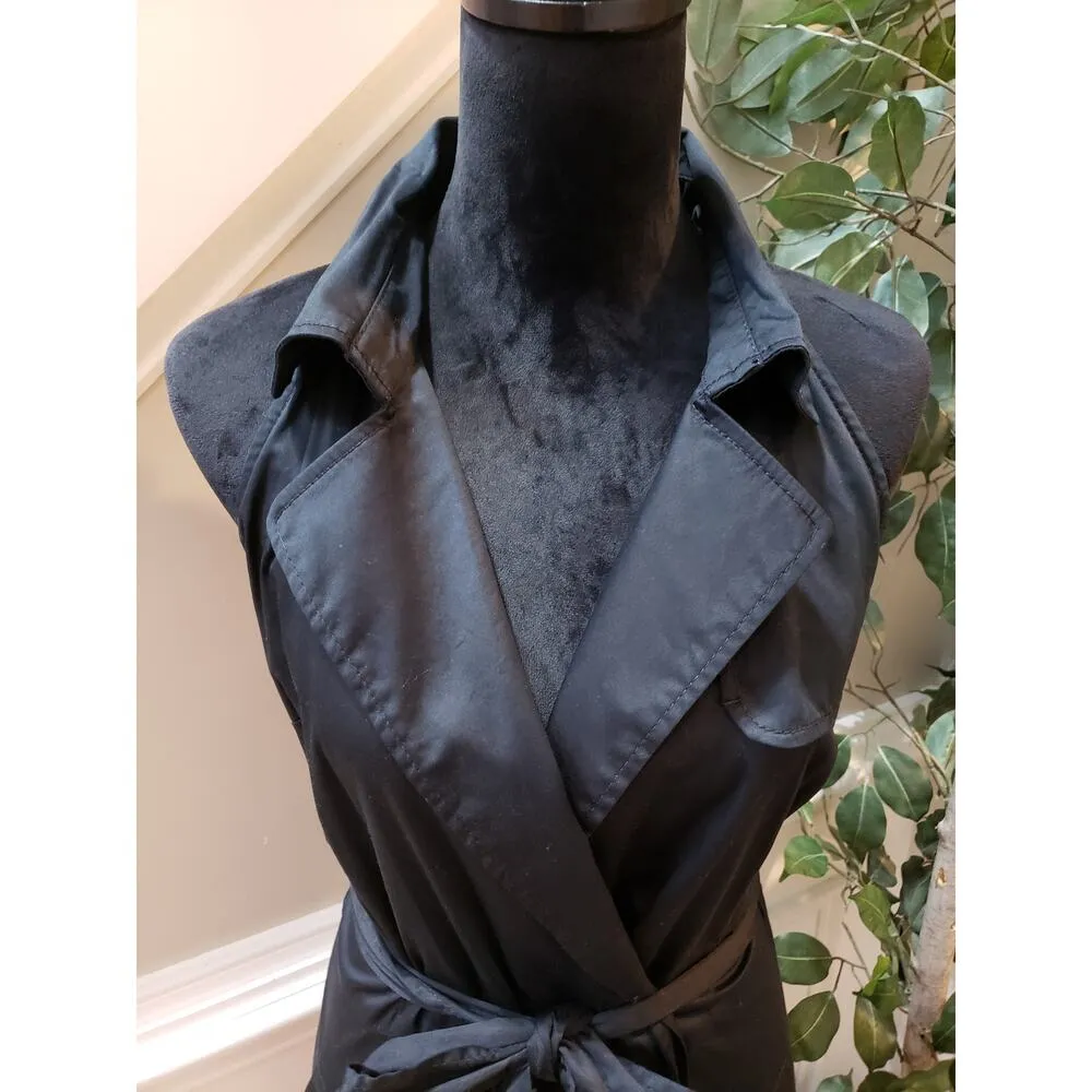 Ann Taylor Jacket Dress Womens 12 Black Stretch Tie Waist Sleeveless Notch Lapel - Image 11