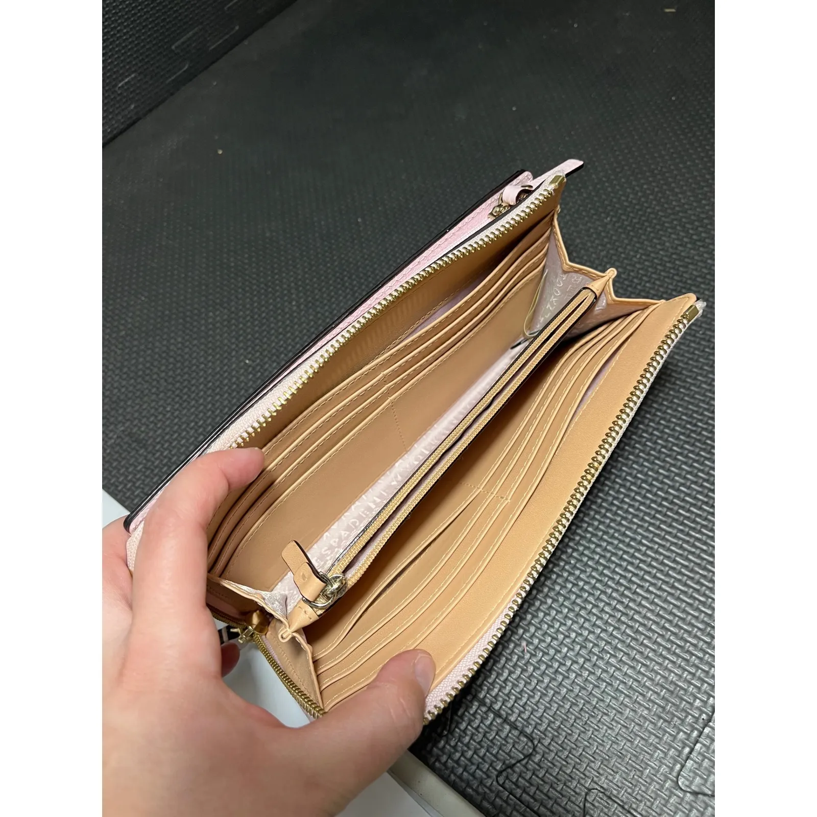 Kate Spade Continental Wallet Leather Light Pink Wristlet Card Holder Womens - Image 7