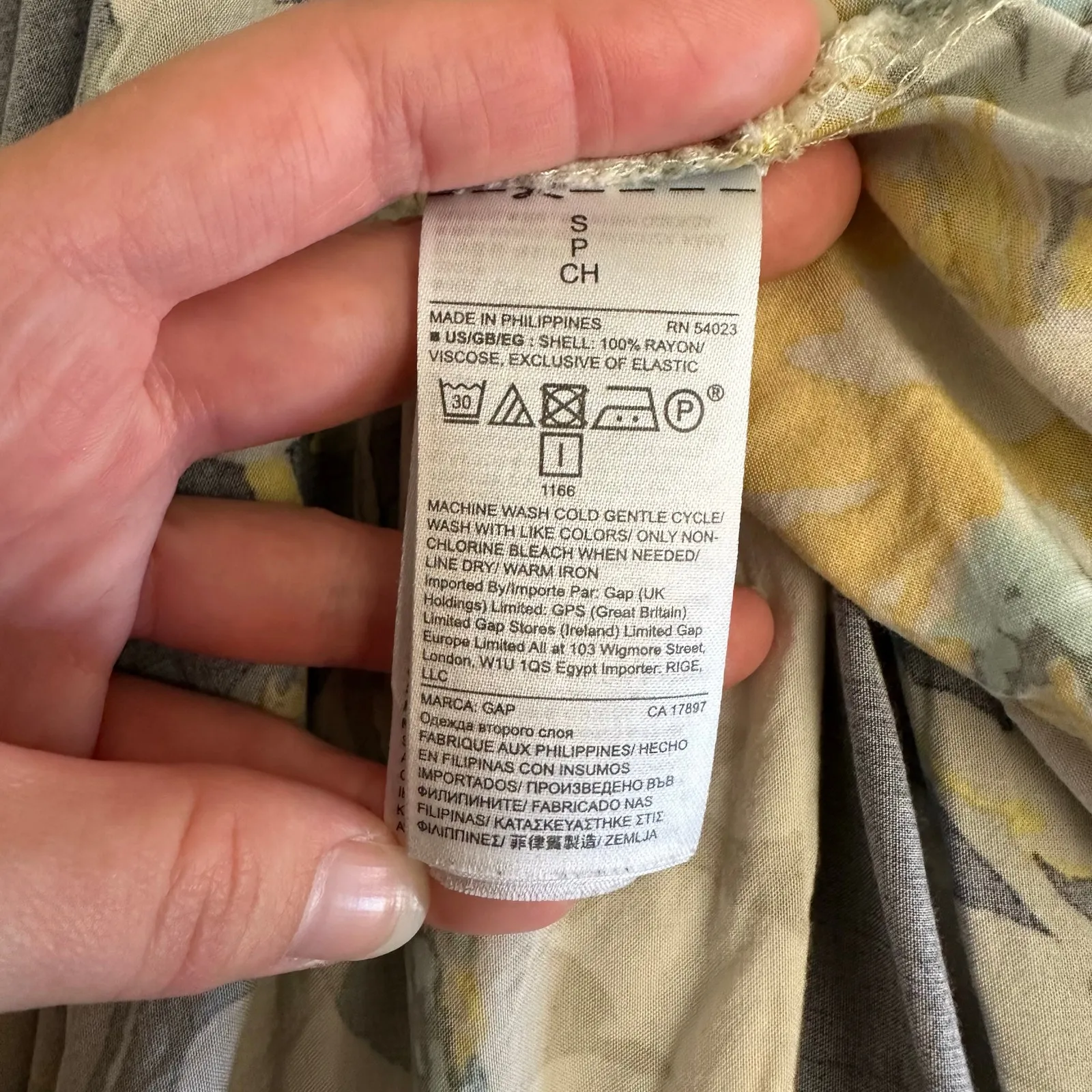 GAP Soft Fit‎ & Flare Dress S Navy Floral Yellow Rayon Summer Spaghetti Strap - Image 6