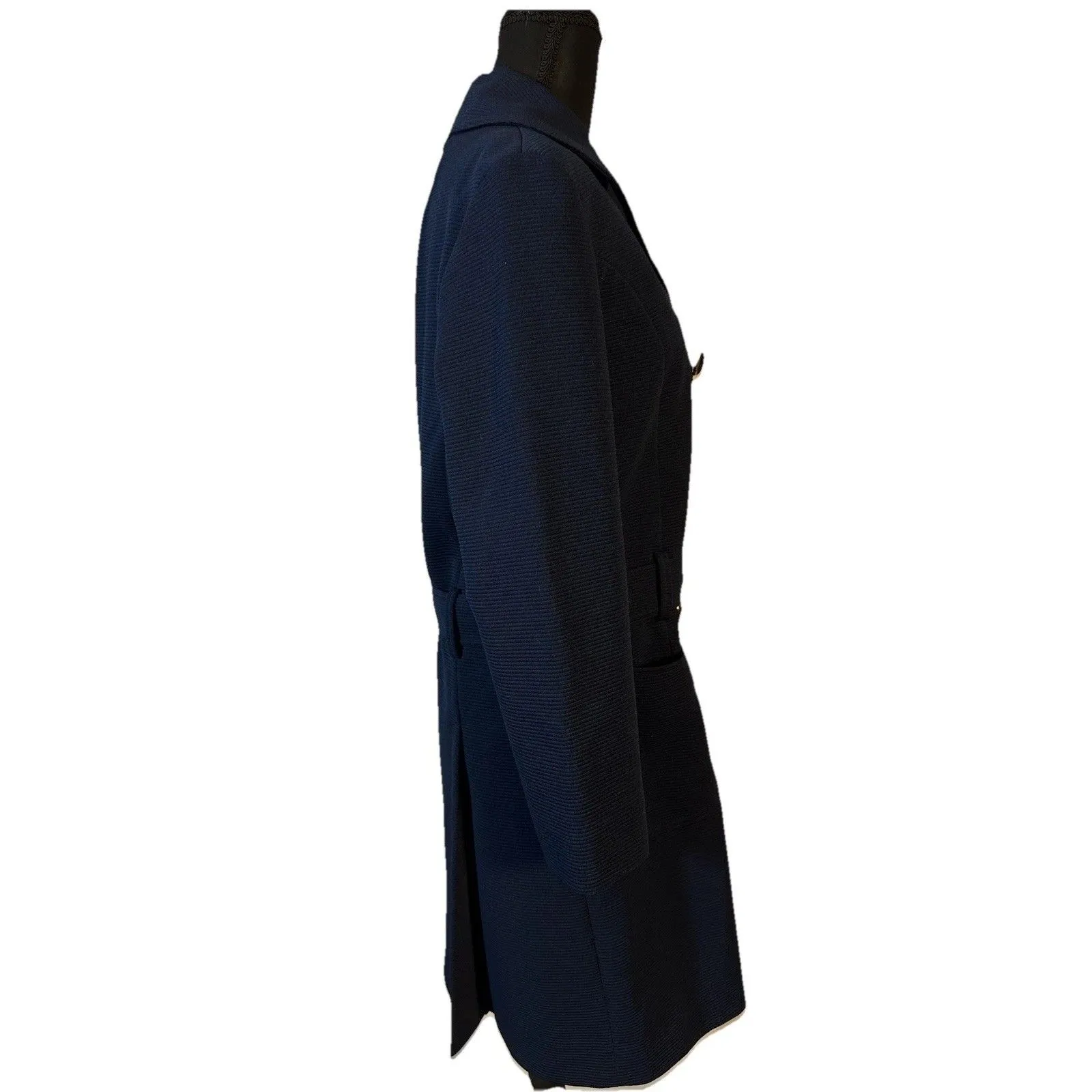 Vintage The Pageant Coat Navy Belted Double Breasted Swing Coat 1960s Size S Blue - Image 8