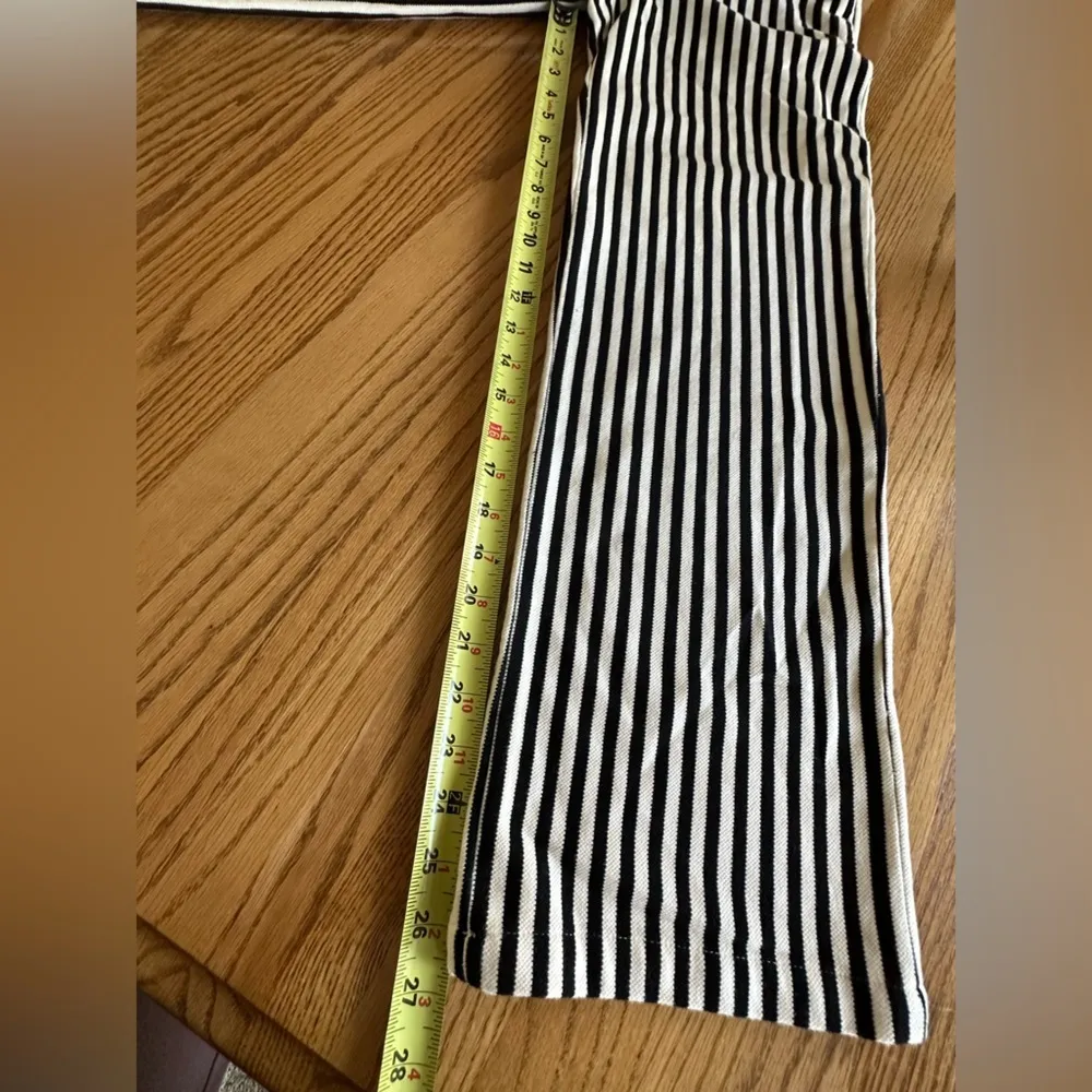 TWOI Design Lab Pin Striped High Waist Straight Leg Pull On Casual Pants Office Black - Image 5