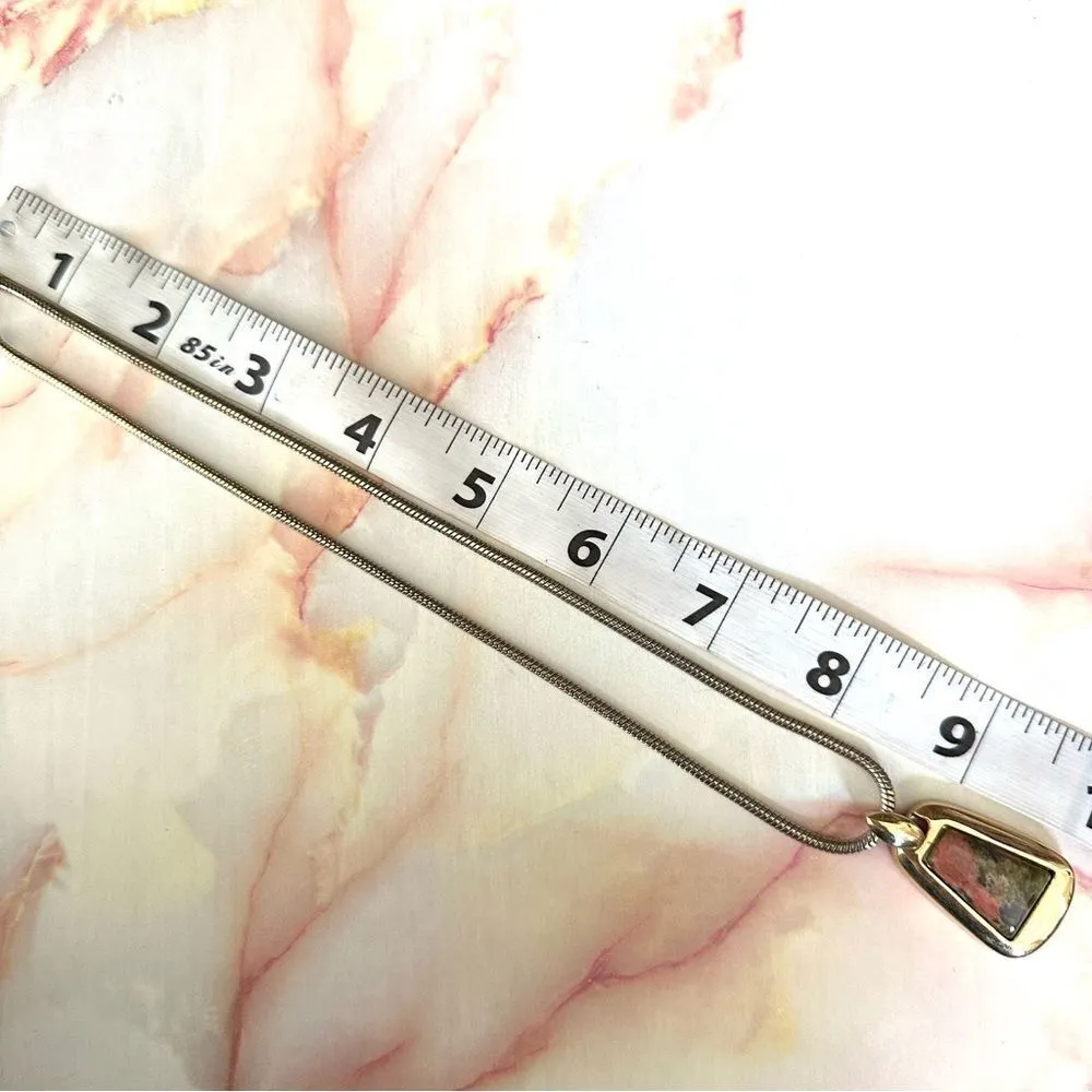 Roman unakite gold tone necklace and earrings set - Image 14