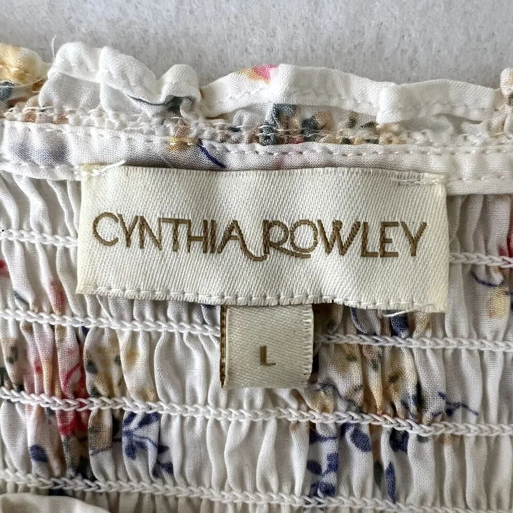 Cynthia Rowley Floral Smoked Peasant Blouse - Image 7