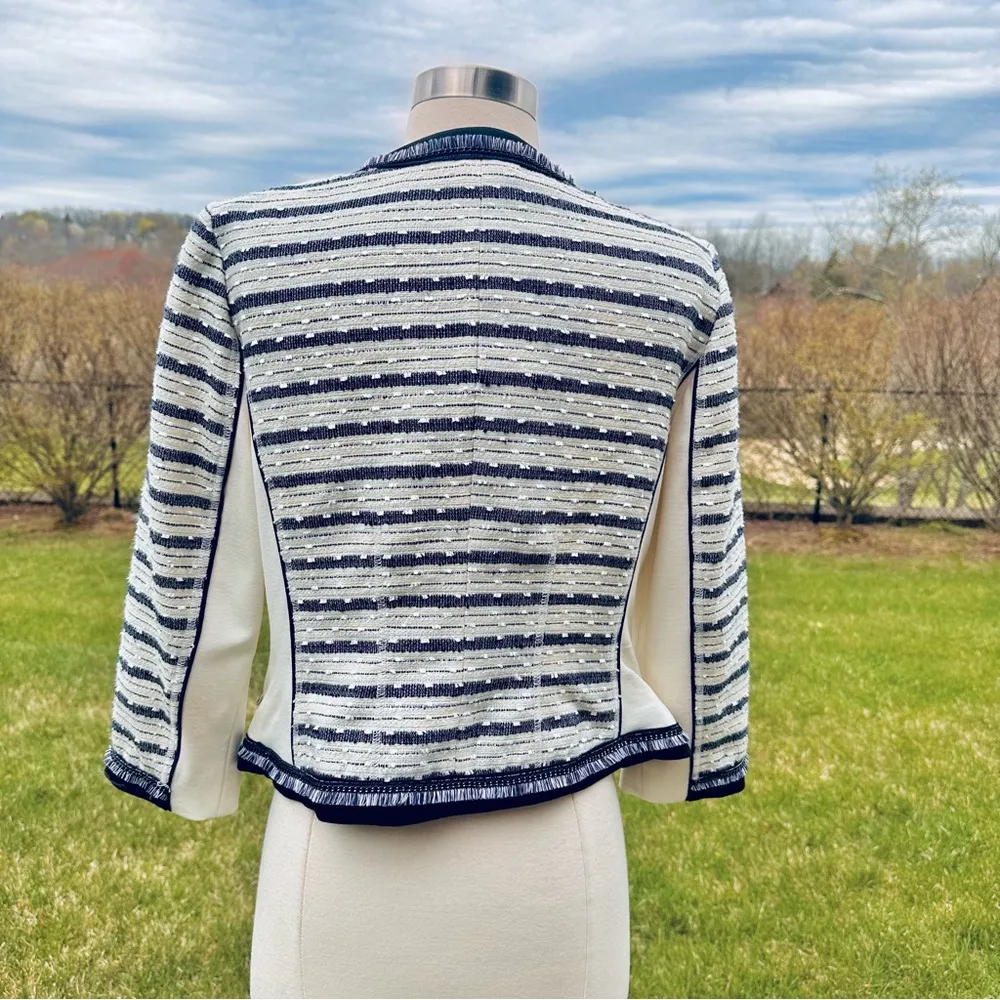 WHBM Navy & White Tweed Blazer - Image 13