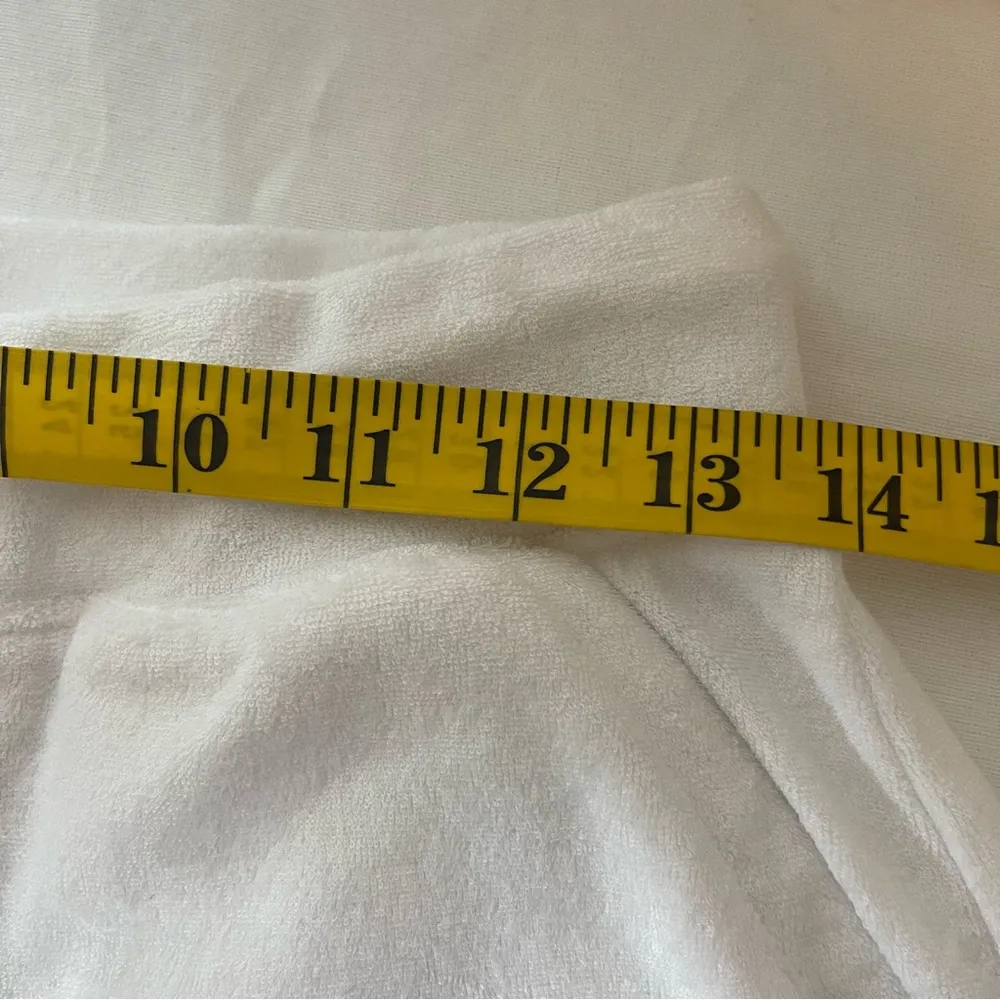 Women's White Drawstring Terrycloth Shirts Size XS - Image 6