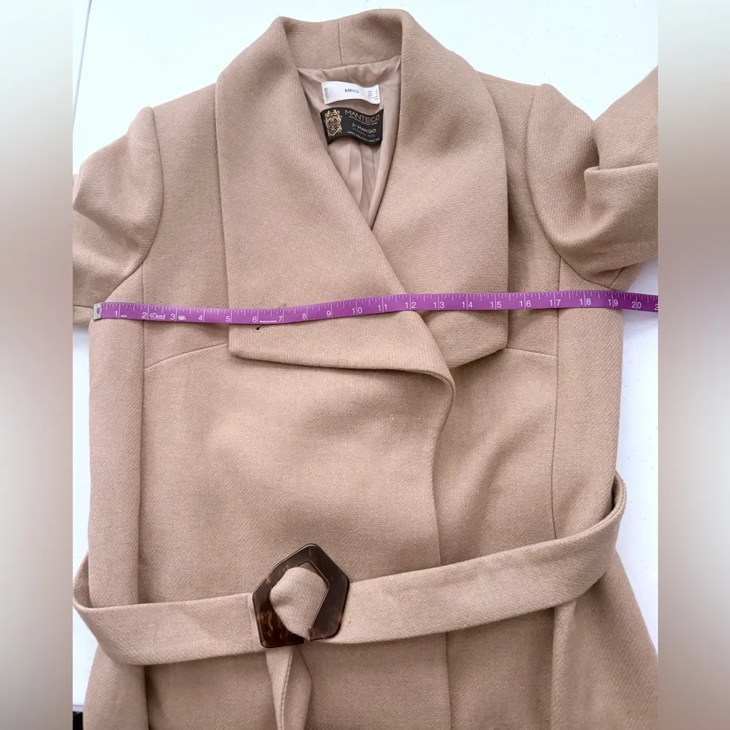 Mango Women's Beige Coat L Size Tan Size L - Image 7