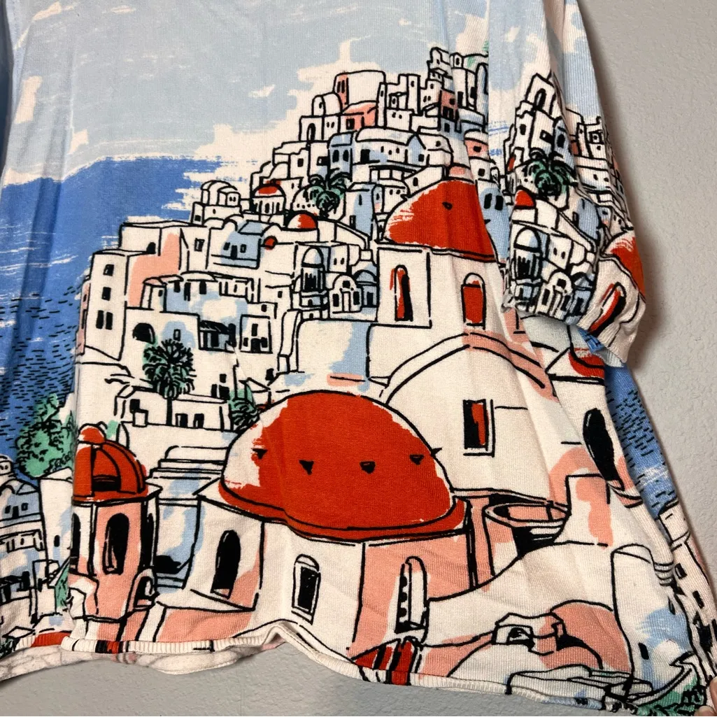Joseph A Santorini Greece Sweater Size XL Skyline Cityscape Travel Europe - Image 2