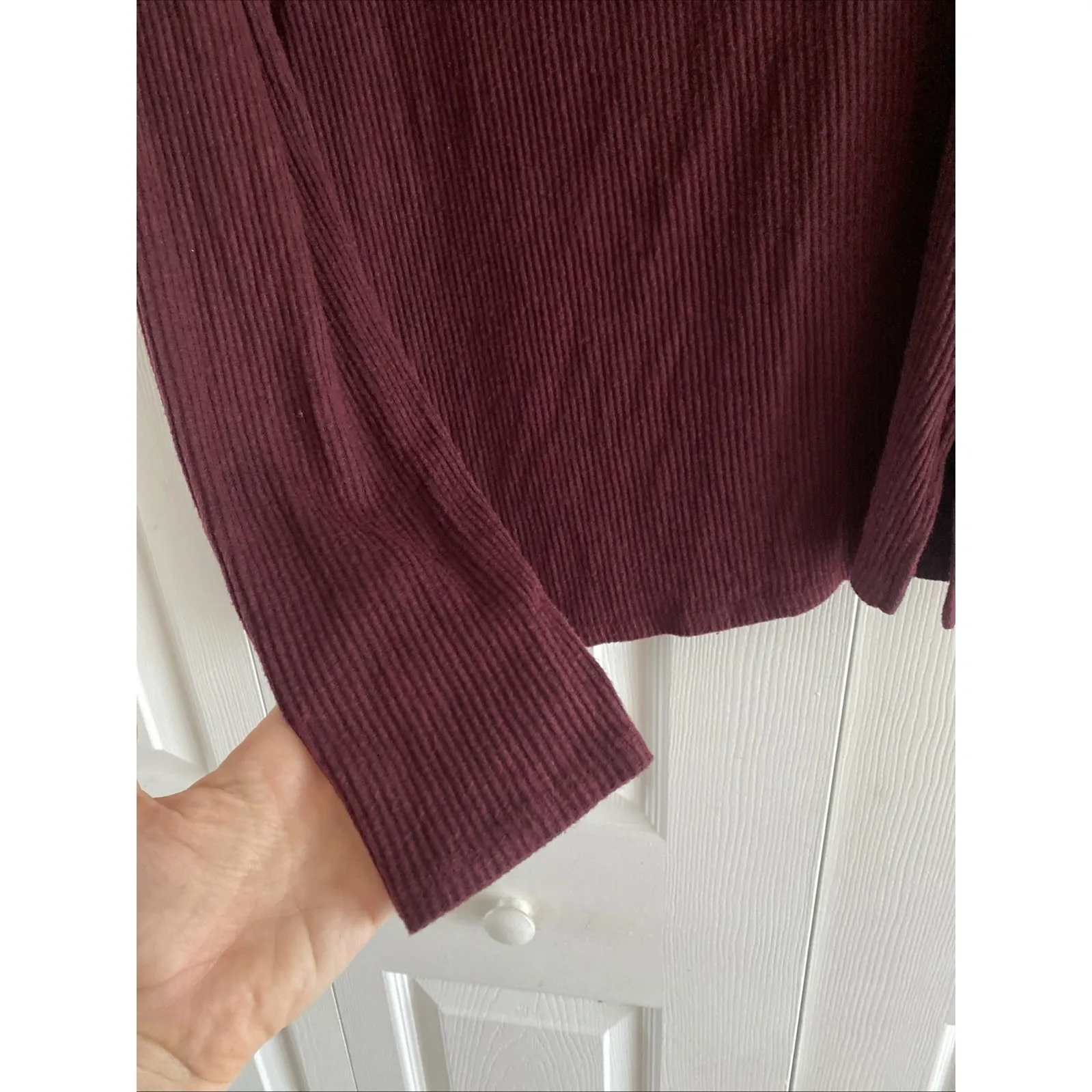 Soft Surroundings Large Maroon Ribbed Cowl Neck Long Sleeve Cozy Cabincore - Image 3