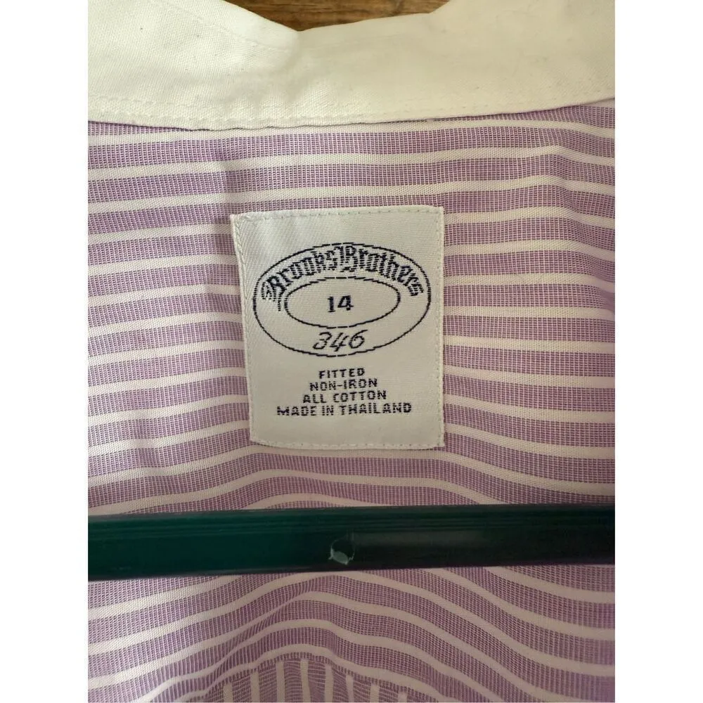 Brooks Brothers 346 NWT Wisteria Purple Stripe Tailored Button Up Shirt 14 - Image 3