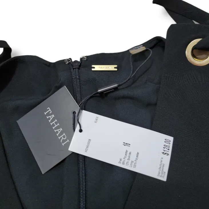 Tahari Dress Size 16 Womens A-Line Dress 3/4 Sleeves Shoulder Ties Black New NWT - Image 5