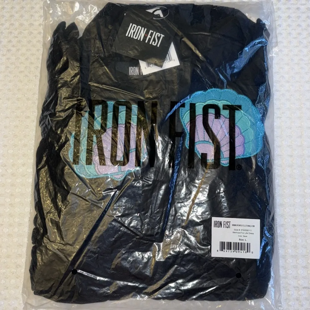 NEW! Iron Fist Mermaid For Life Sheer Black Midi Dress Size LARGE Blue Seashells - Image 5