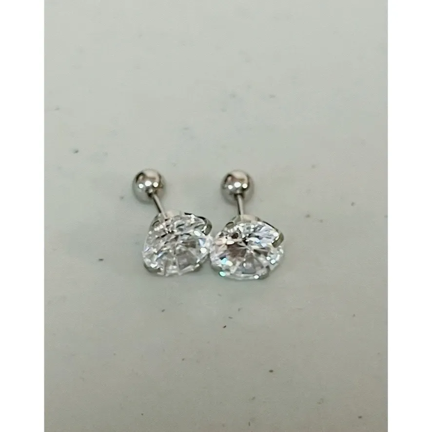 Silver Diamond Stud Post Earrings Jewelry 💎 - Image 2
