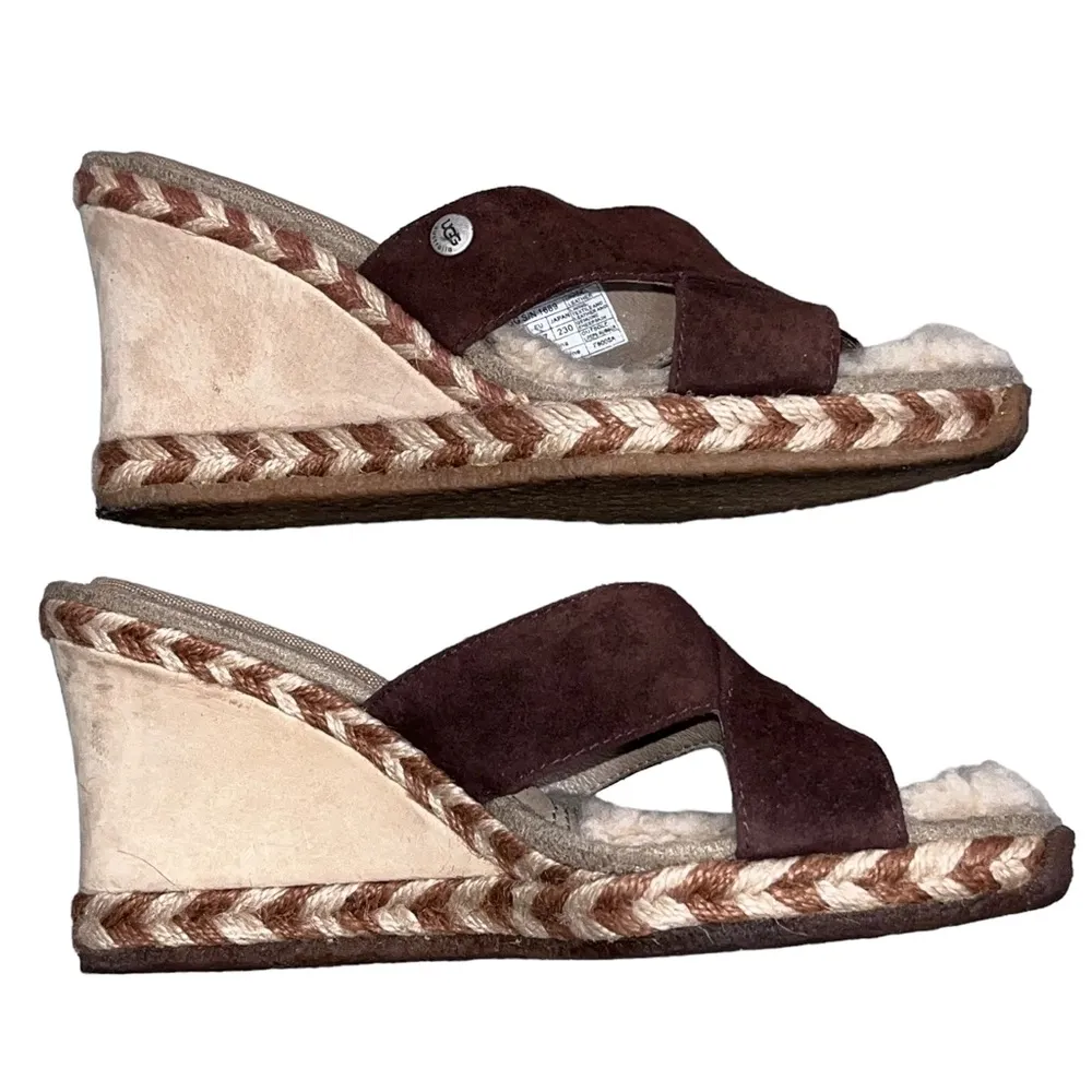 Ugg Margot Brown Suede Wedge Sandals - Image 4