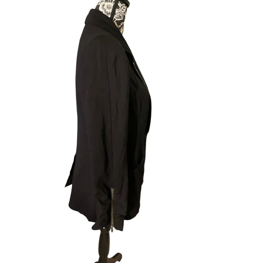 DKNY Jeans Black Jacket w/ Zipper Sleeves Size 10 Size M - Image 4