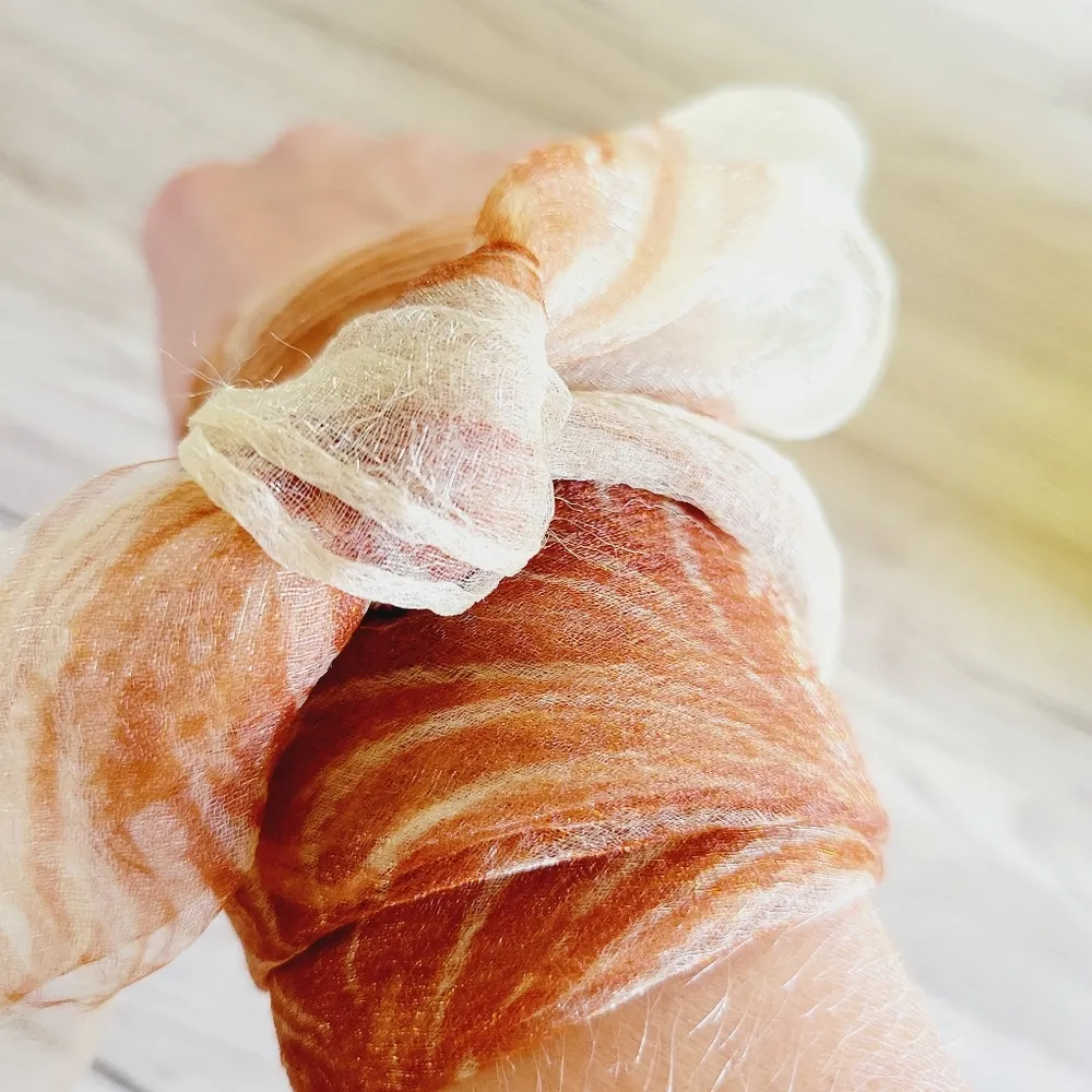 Cream sheer printed tulle square scarf - Image 5