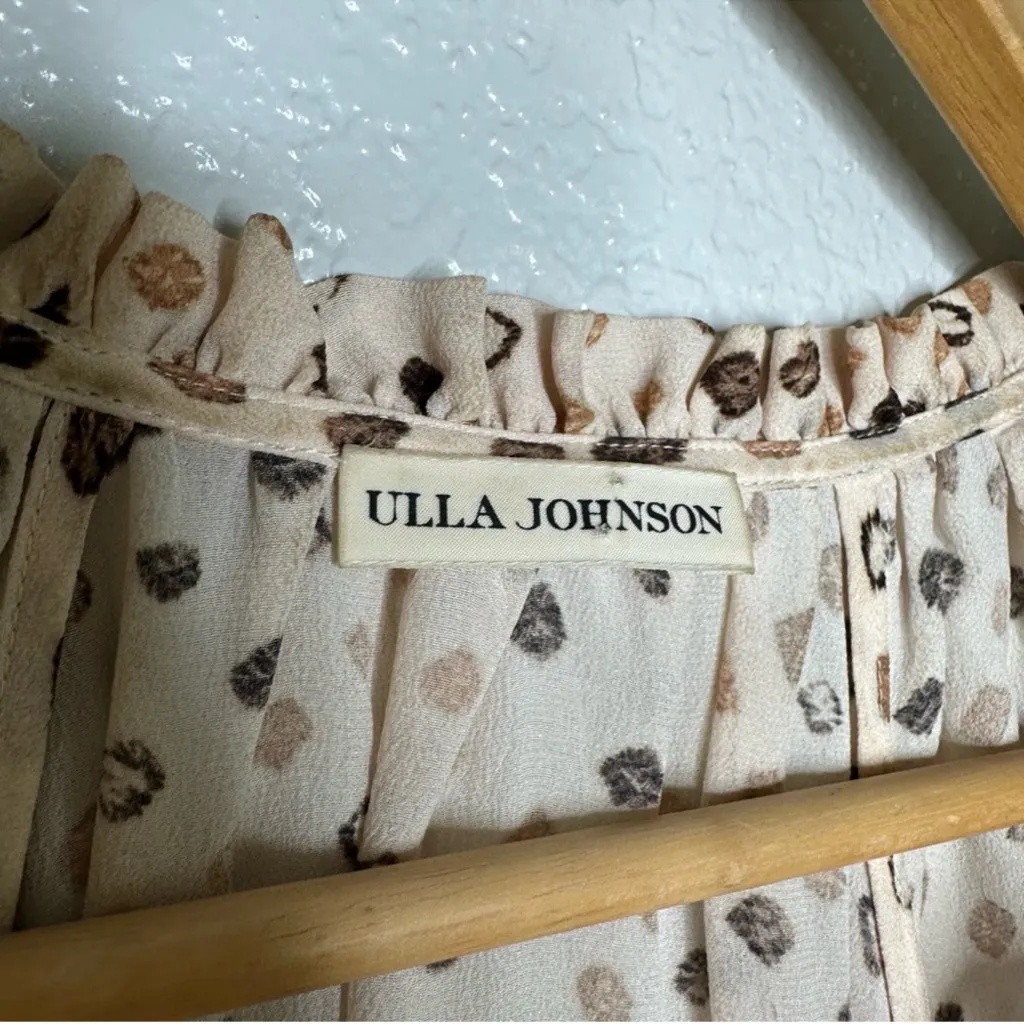 ULLA JOHNSON Women's 2 Djuna Top Safari 100% Silk Short Sleeve Cream Ivory - Image 9