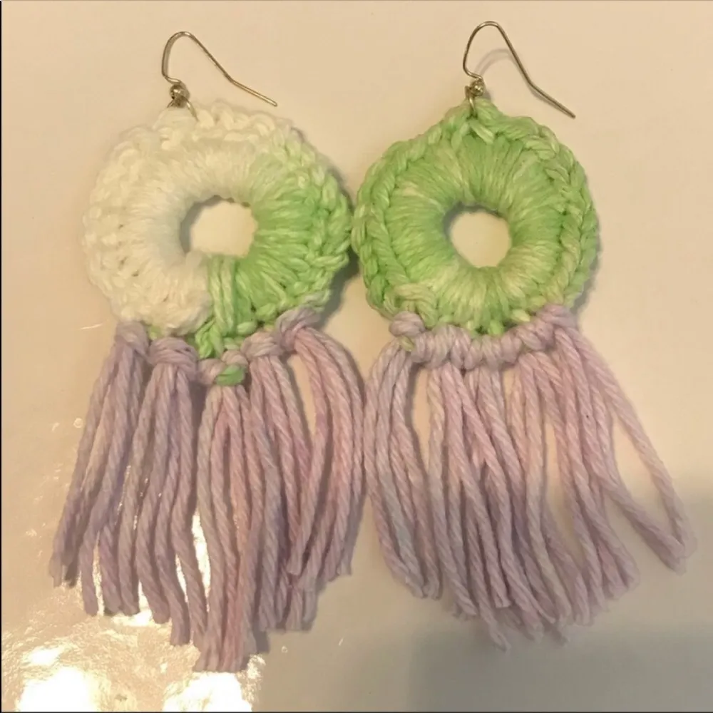 Bundle of 2 Crochet Boho Fringe Earrings (Handmade) - Image 4