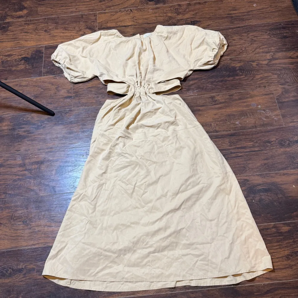 Anthropologie Moon River Puff-Sleeve Cut-Out Poplin Midi-Dress Sz M - Image 6