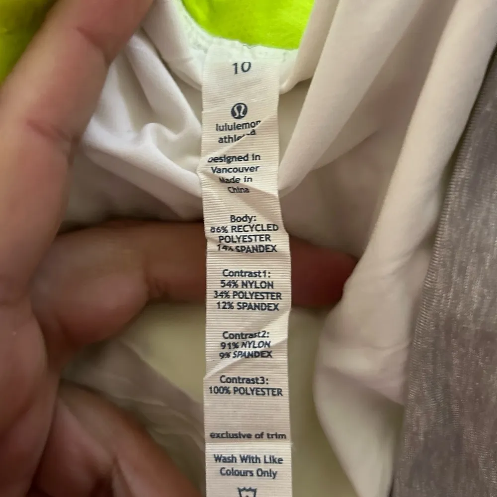 Lululemon Presta White With Grey & Neon Yellow Accents Drawcord Size 10 Running. - Image 7