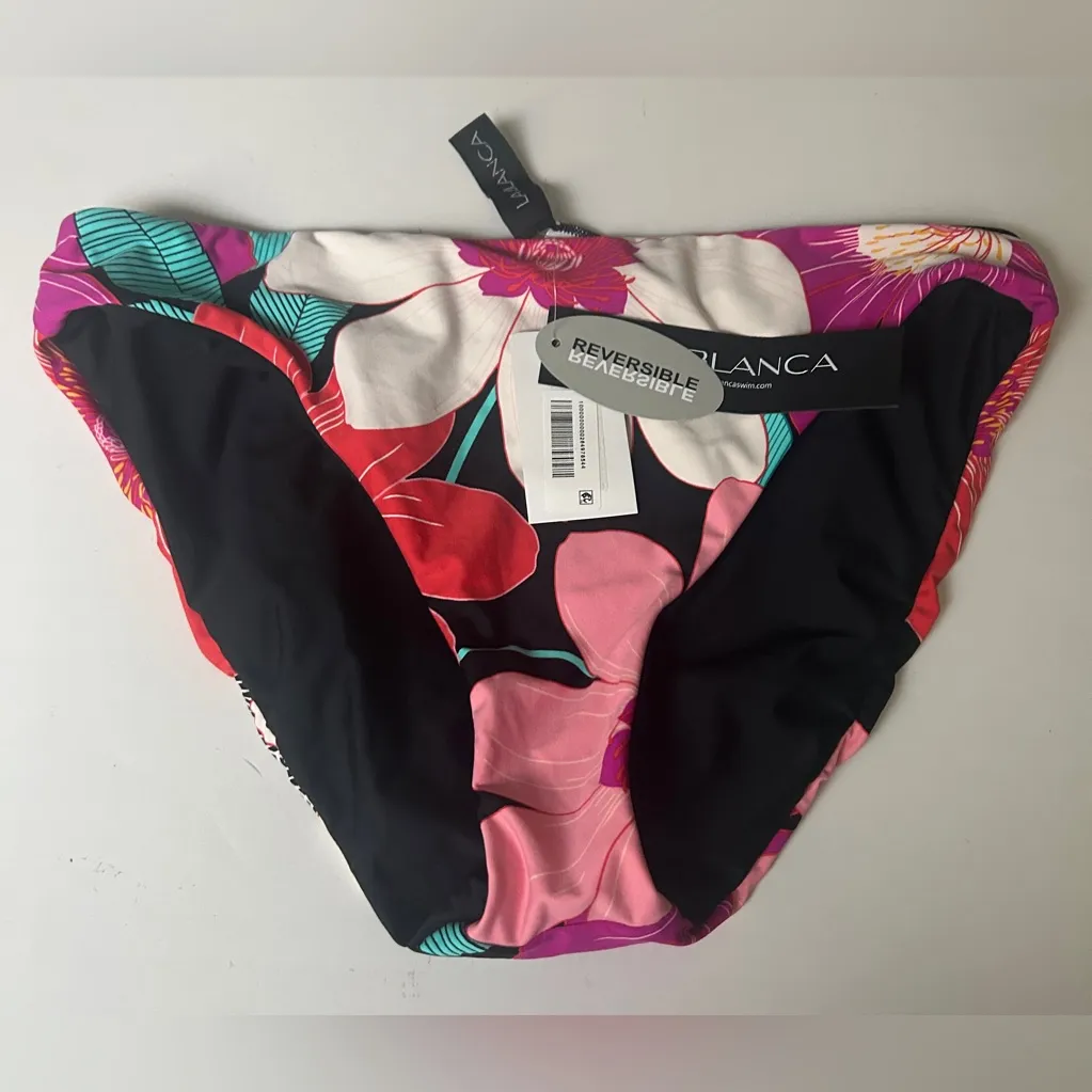 La Blanca In Full Bloom Reversible Hipster Bikini Swim Bottom Black Multicolor 8 - Image 5