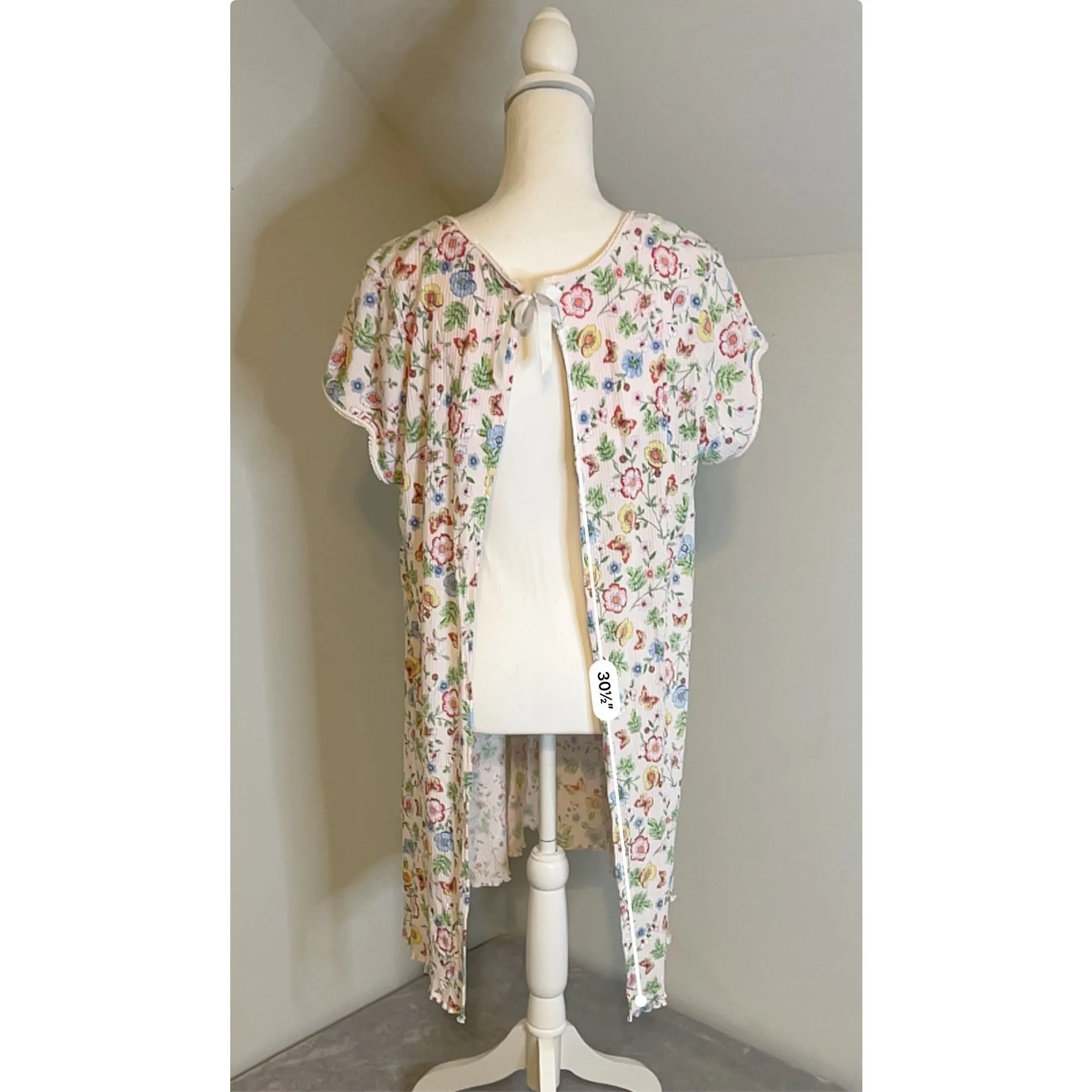 Vintage MuMu Button Down Coverup Robe Nightgown M/L Pink Size L - Image 9