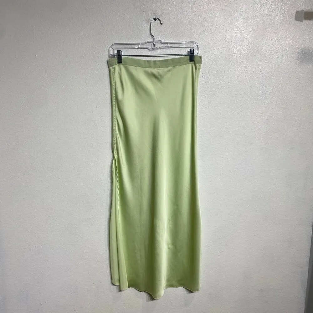 Intimately Free People Lime Green Satin Midi Skirt Sz L - Image 10