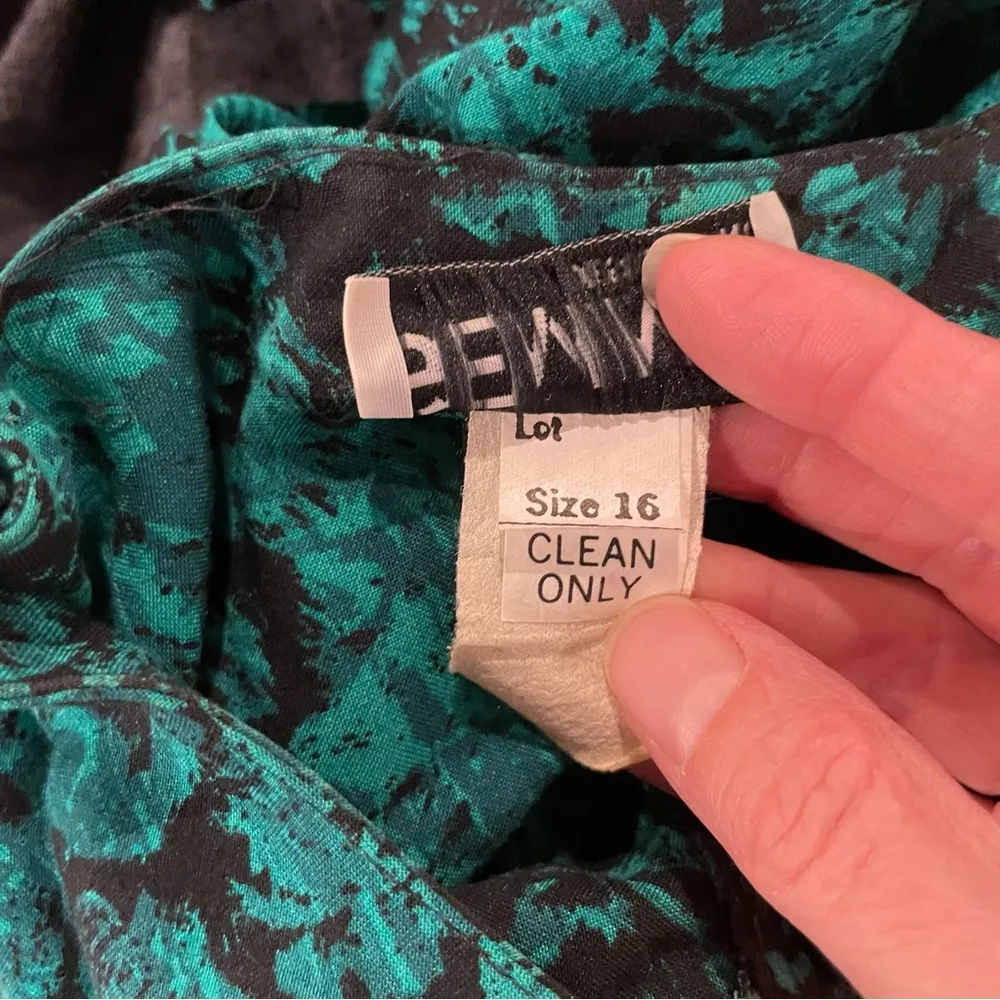 Funky ugly Christmas 80’s green and black shirt dress henley button neck Size 16 - Image 10