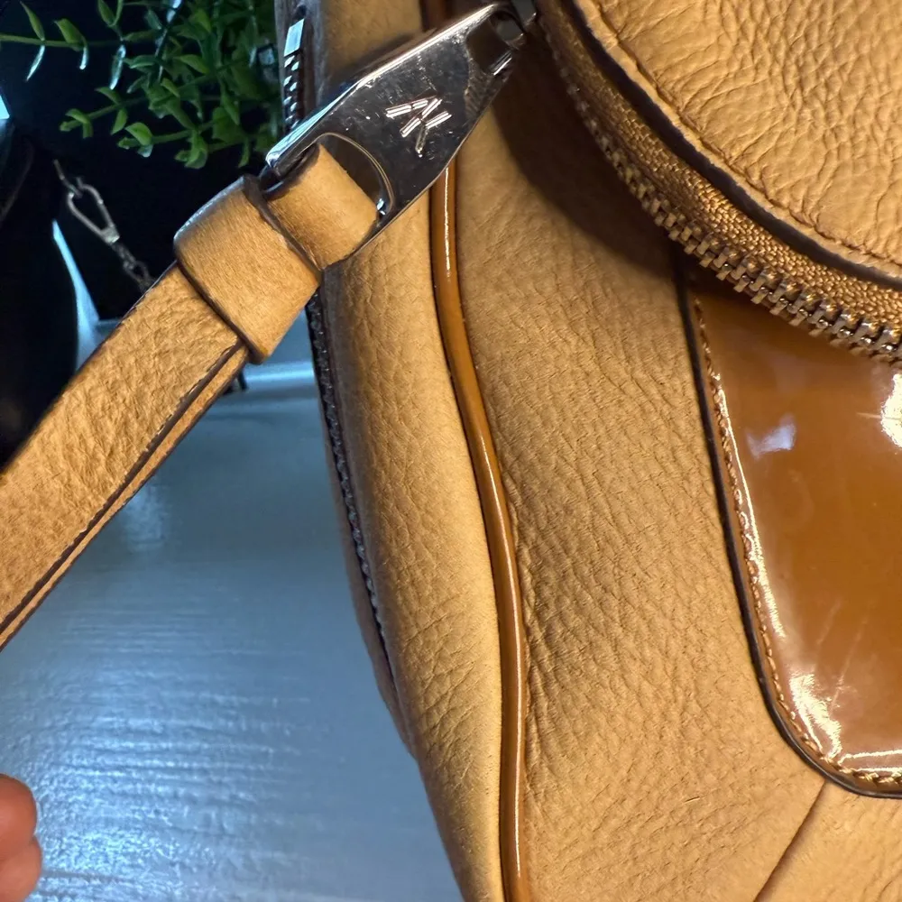 Aimee Kestenberg Tan Leather Flap Hobo Crossbody Shoulder Bag - Image 4