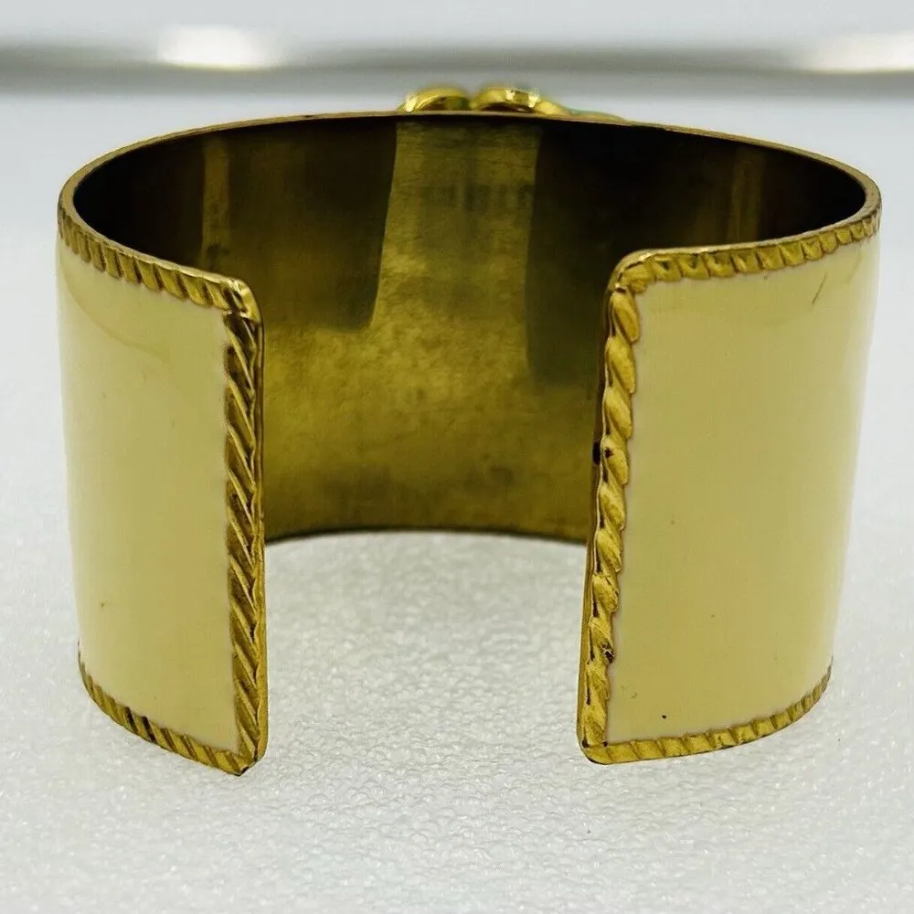 Stella & Dot Cuff Bracelet Ladybug On A Flower Enamel Blue White Gold Plated - Image 6