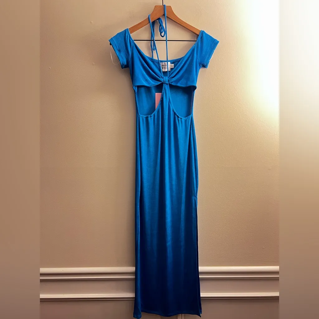 Hello Molly Popular Girl Maxi Dress Blue slinky S 4 - Image 4