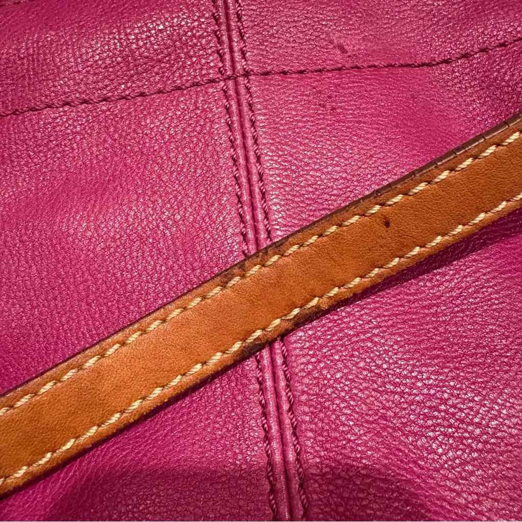 Vtg Fossil Magenta Hobo Double Strap Hobo Pebbled Leather Shoulder Crossbody Bag - Image 15