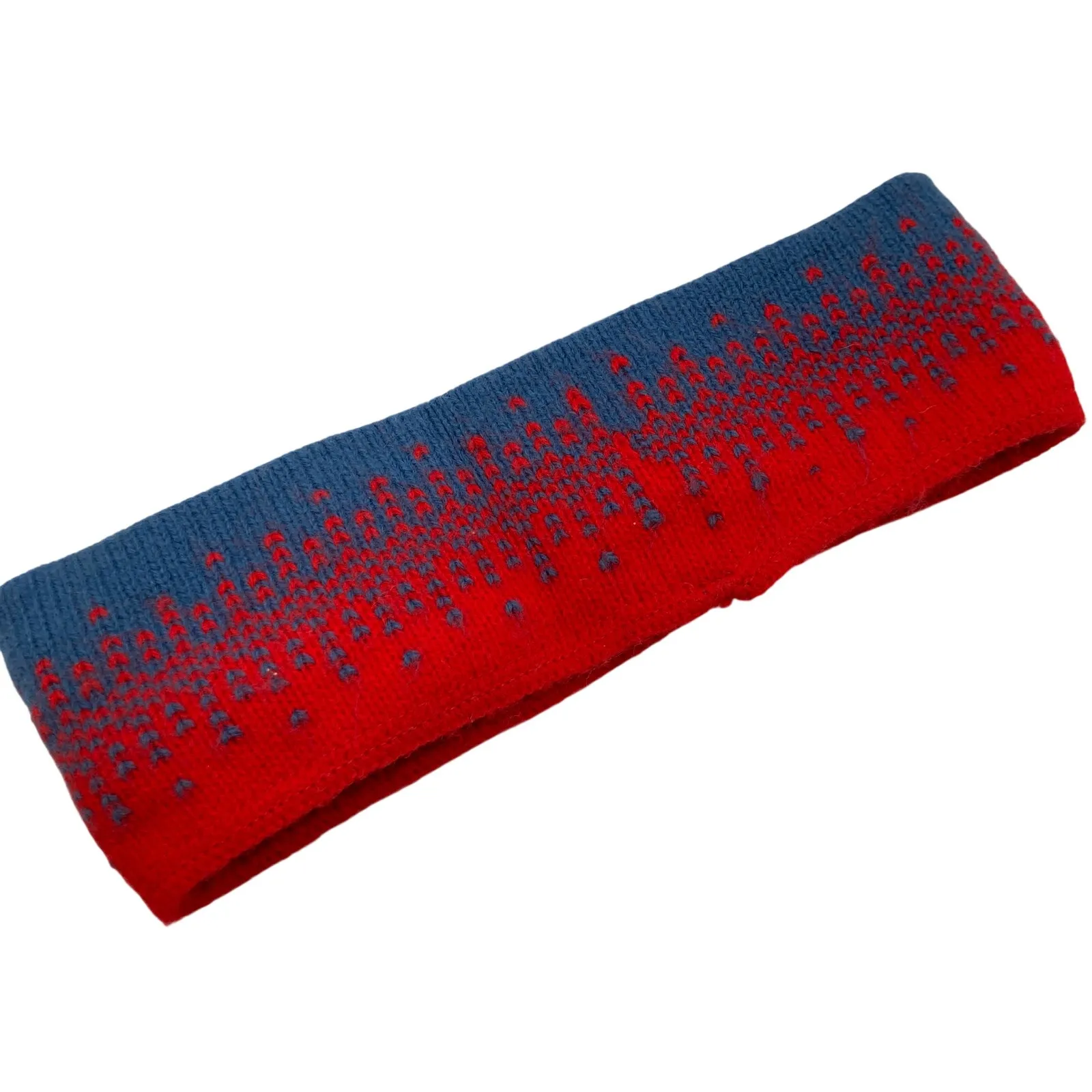 Handmade Blue & Red Fade Static Knit Ear Warmer Headband OSFM Ski Outdoor Hiking - Image 2