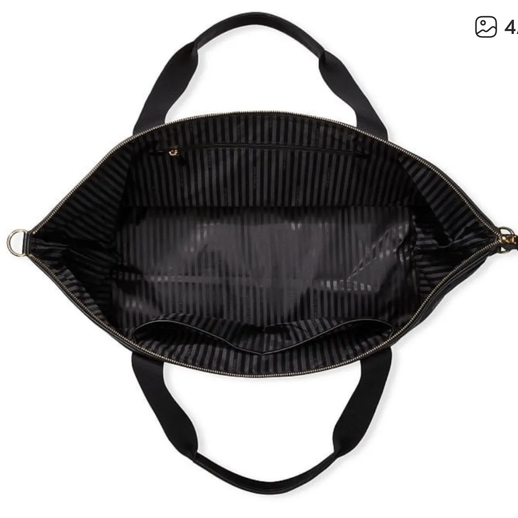 Victoria's Secret NWT VS Getaway Weekender Bag Floral Noir Black purple flower - Image 4